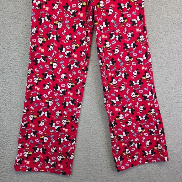 Disney Cuties Pajama Pants Womens M Red Kawaii Mickey Minnie Mouse Cartoon Sleep - Picture 12 of 14